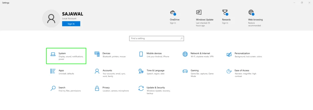Open Setting to Free Up Storage Space