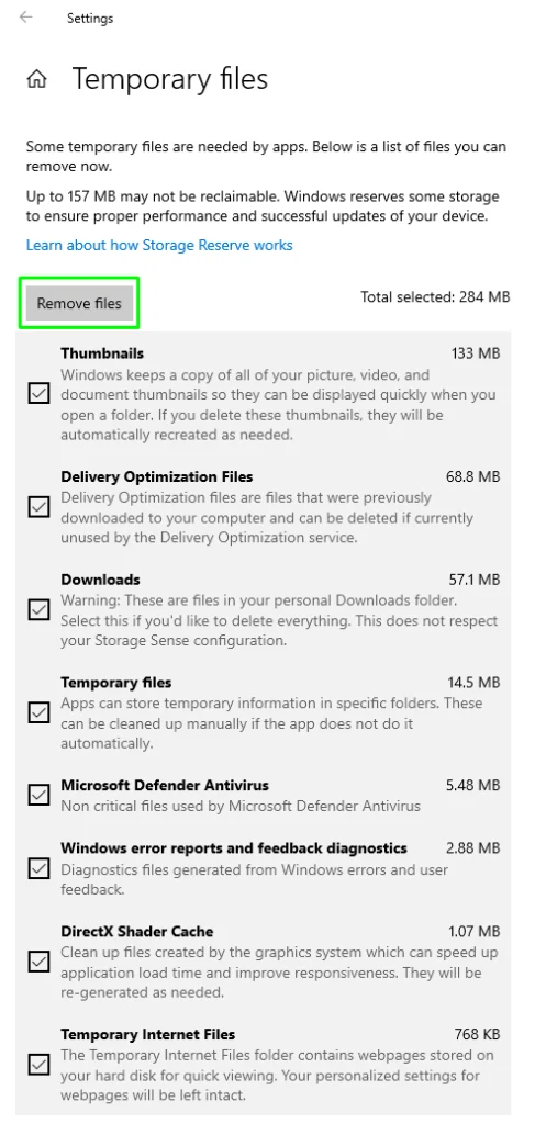 Remove Temporary Files