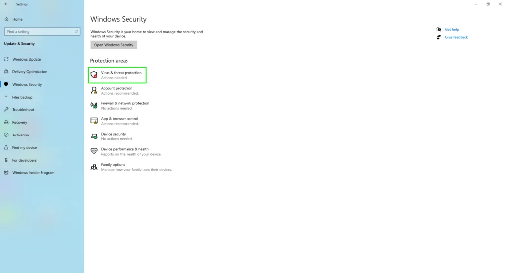 Virus Threat Protection